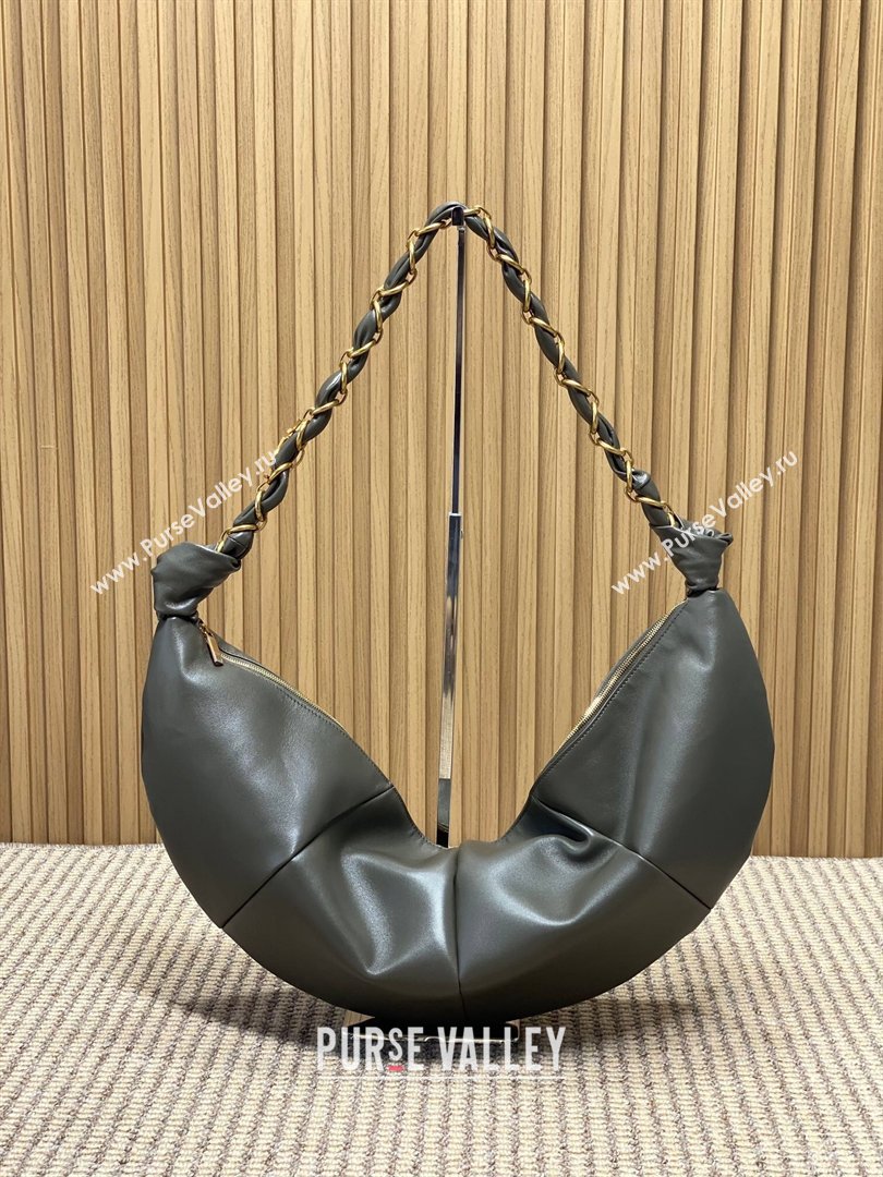 Saint Laurent Amalia Hobo Bag in Calfskin Leather Musk Green 2026 862210 (YY-260119028)