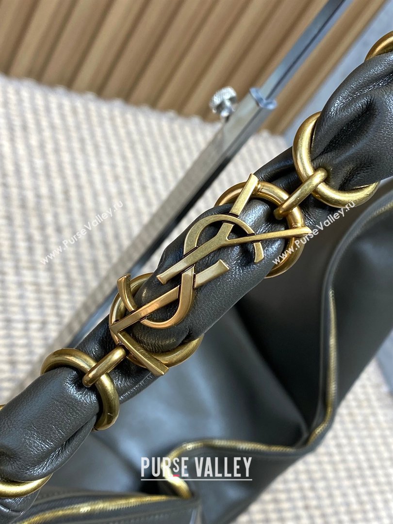 Saint Laurent Amalia Hobo Bag in Calfskin Leather Musk Green 2026 862210 (YY-260119028)