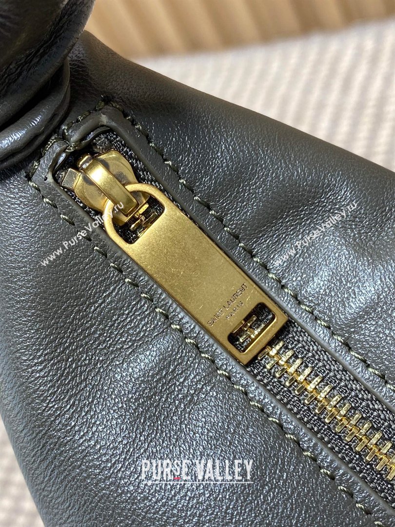 Saint Laurent Amalia Hobo Bag in Calfskin Leather Musk Green 2026 862210 (YY-260119028)