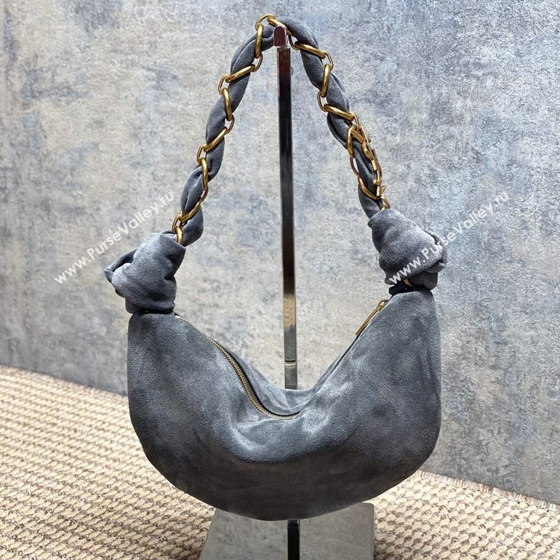 Saint Laurent Amalia Mini Hobo Bag in Suede Grey 2026 862558 (YY-260119007)