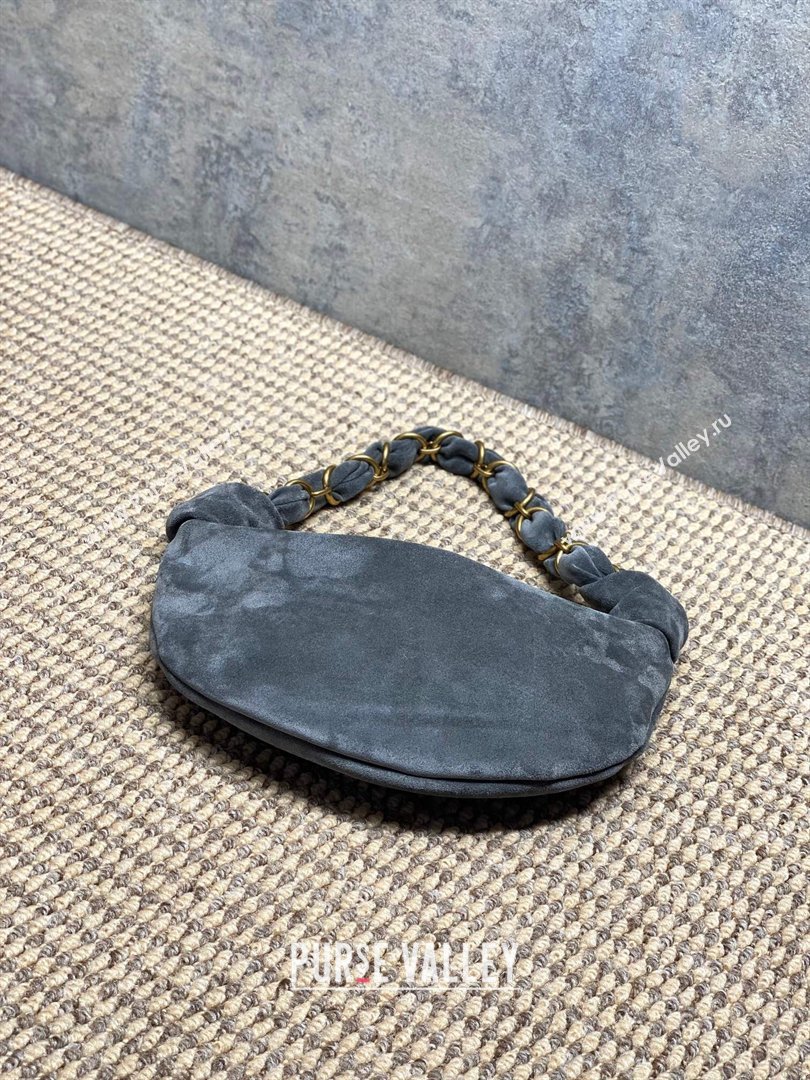 Saint Laurent Amalia Mini Hobo Bag in Suede Grey 2026 862558 (YY-260119007)