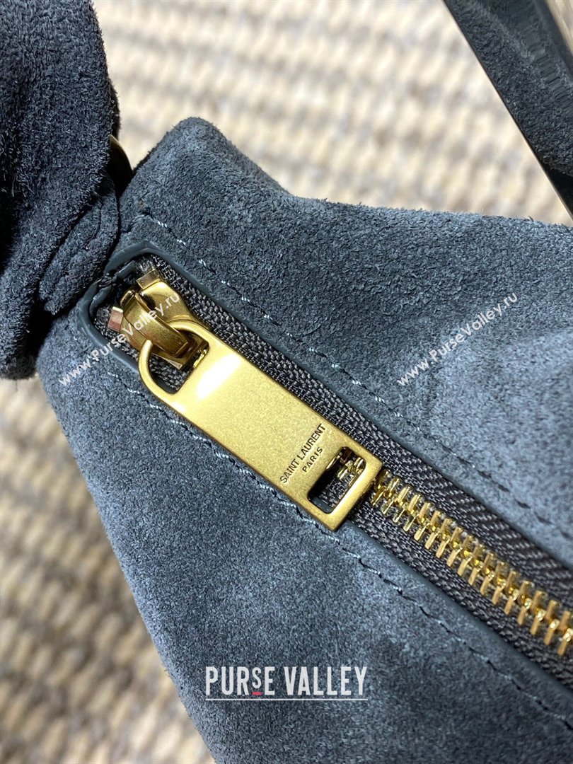 Saint Laurent Amalia Mini Hobo Bag in Suede Grey 2026 862558 (YY-260119007)