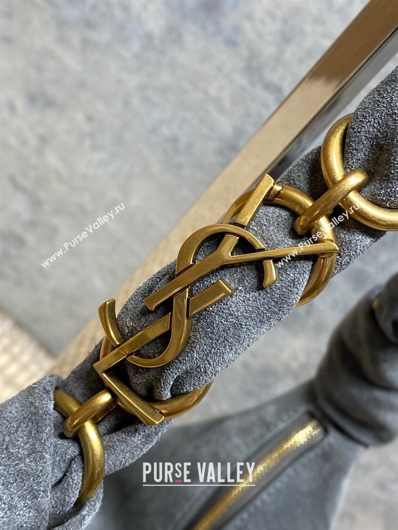 Saint Laurent Amalia Mini Hobo Bag in Suede Grey 2026 862558 (YY-260119007)