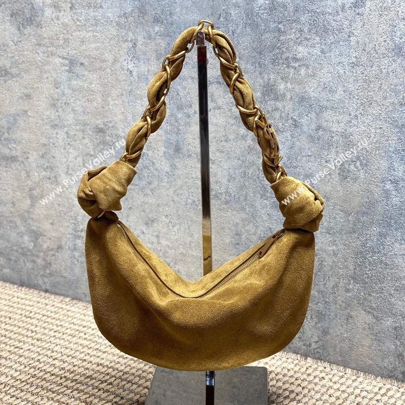 Saint Laurent Amalia Mini Hobo Bag in Suede Golden Leaf Brown 2026 862558 (YY-260119008)