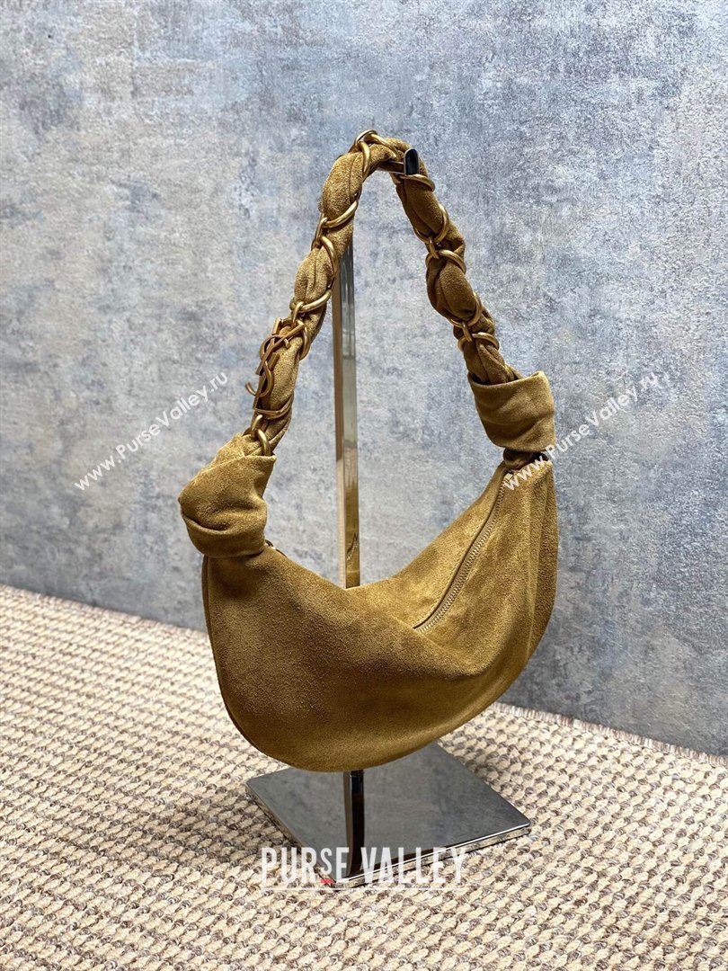 Saint Laurent Amalia Mini Hobo Bag in Suede Golden Leaf Brown 2026 862558 (YY-260119008)