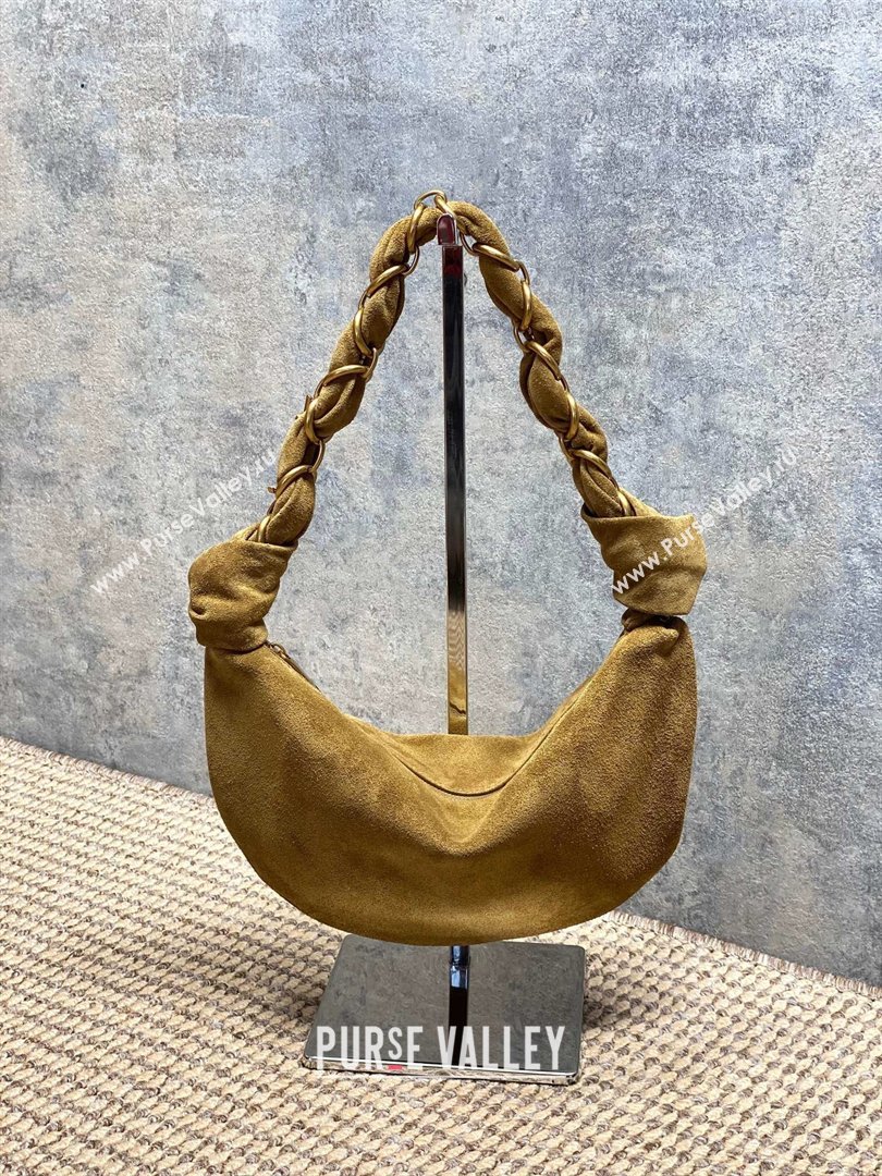 Saint Laurent Amalia Mini Hobo Bag in Suede Golden Leaf Brown 2026 862558 (YY-260119008)