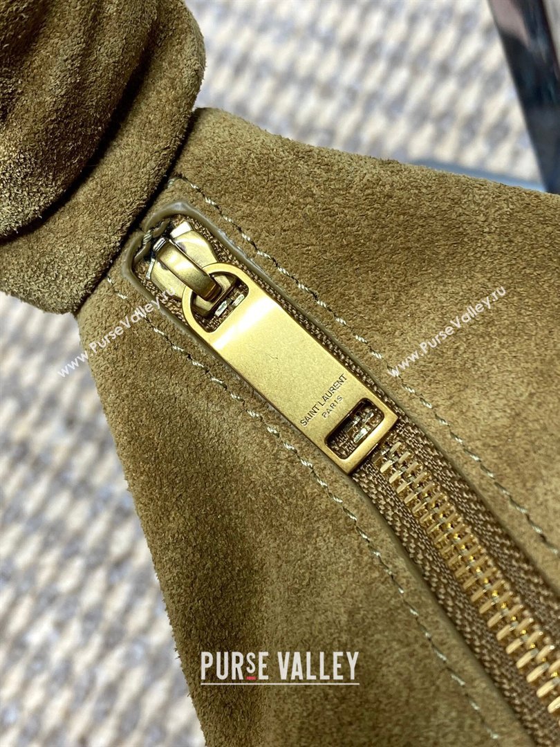 Saint Laurent Amalia Mini Hobo Bag in Suede Golden Leaf Brown 2026 862558 (YY-260119008)