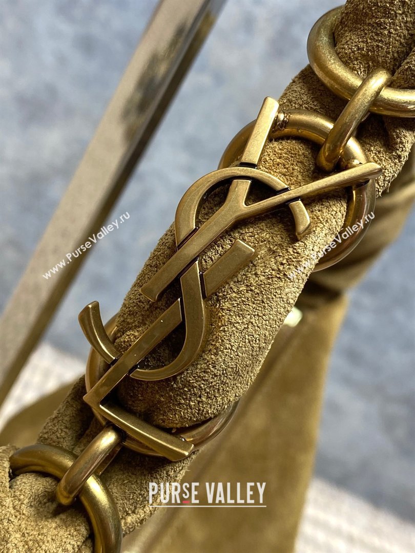 Saint Laurent Amalia Mini Hobo Bag in Suede Golden Leaf Brown 2026 862558 (YY-260119008)