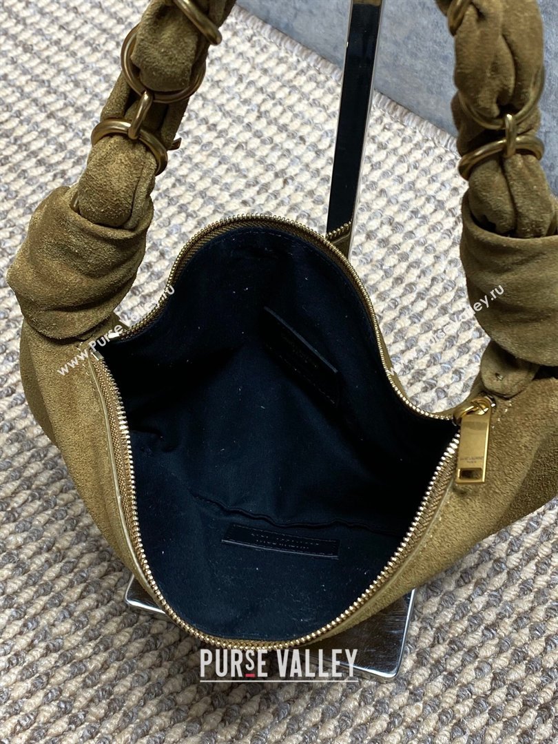 Saint Laurent Amalia Mini Hobo Bag in Suede Golden Leaf Brown 2026 862558 (YY-260119008)