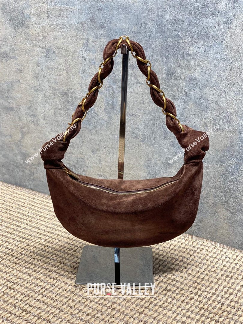 Saint Laurent Amalia Mini Hobo Bag in Suede Coffee Brown 2026 862558 (YY-260119009)