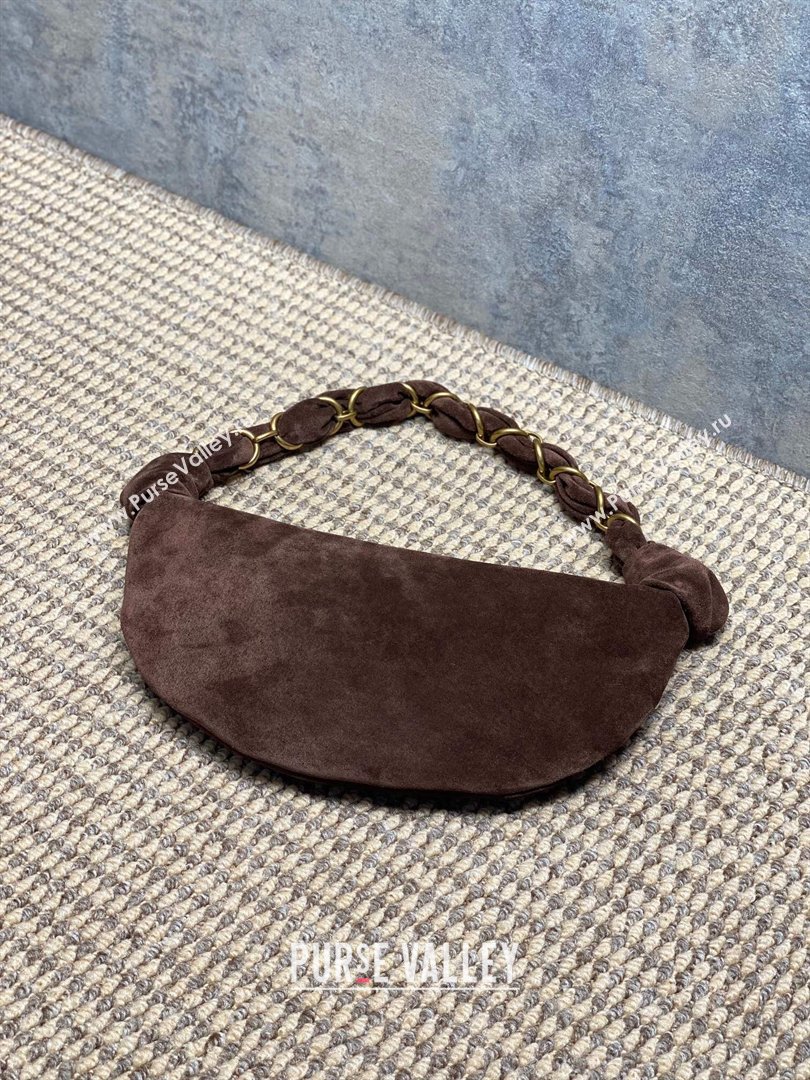 Saint Laurent Amalia Mini Hobo Bag in Suede Coffee Brown 2026 862558 (YY-260119009)