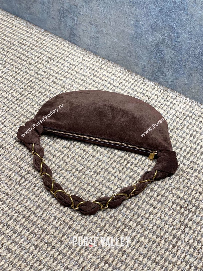 Saint Laurent Amalia Mini Hobo Bag in Suede Coffee Brown 2026 862558 (YY-260119009)