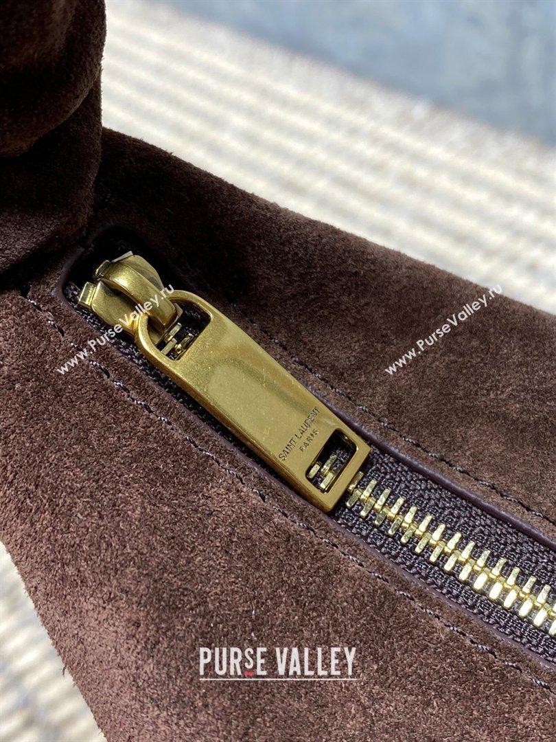 Saint Laurent Amalia Mini Hobo Bag in Suede Coffee Brown 2026 862558 (YY-260119009)