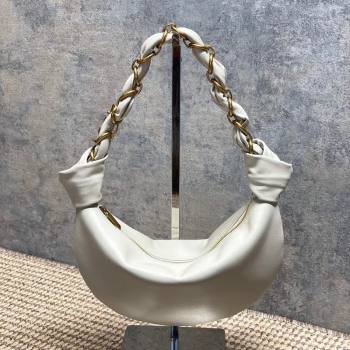 Saint Laurent Amalia Mini Hobo Bag in Calfskin Leather White 2026 862558 (YY-260119010)