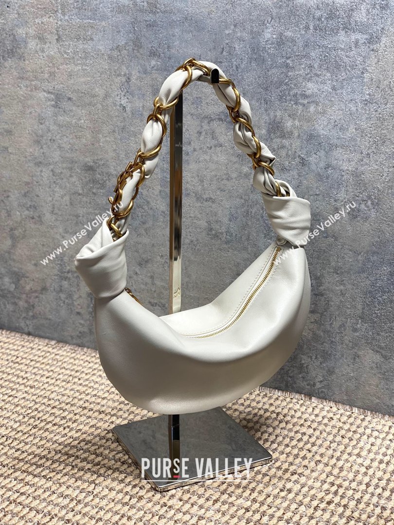 Saint Laurent Amalia Mini Hobo Bag in Calfskin Leather White 2026 862558 (YY-260119010)