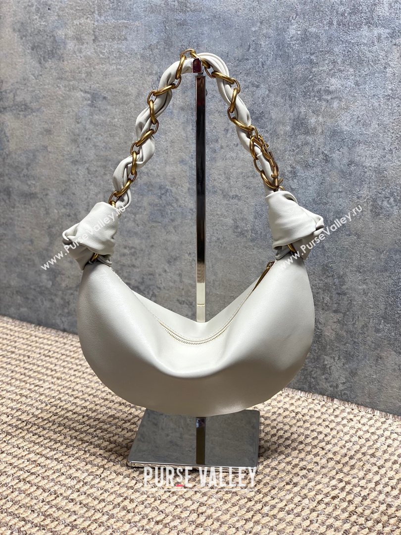 Saint Laurent Amalia Mini Hobo Bag in Calfskin Leather White 2026 862558 (YY-260119010)