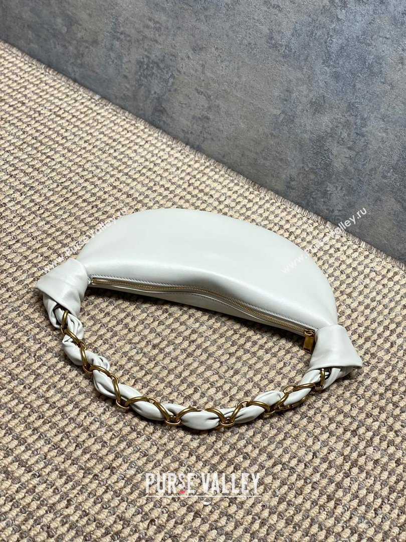 Saint Laurent Amalia Mini Hobo Bag in Calfskin Leather White 2026 862558 (YY-260119010)