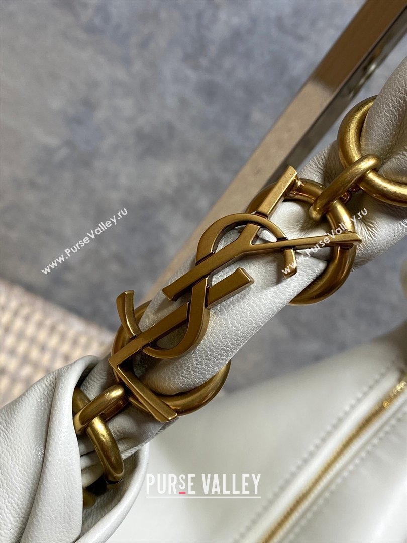 Saint Laurent Amalia Mini Hobo Bag in Calfskin Leather White 2026 862558 (YY-260119010)