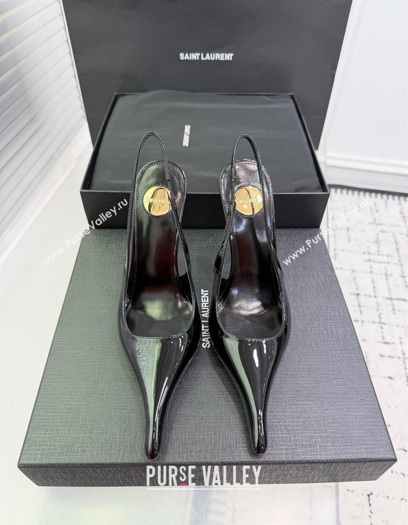 Saint Laurent AMALIA Heel Slingbacks Pump 11cm in Patent Leather Black2 2025 8500721 (KER-251212087)