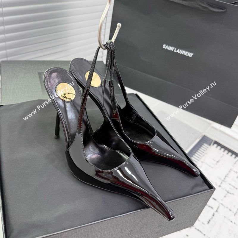 Saint Laurent AMALIA Heel Slingbacks Pump 11cm in Patent Leather Black2 2025 8500721 (KER-251212087)