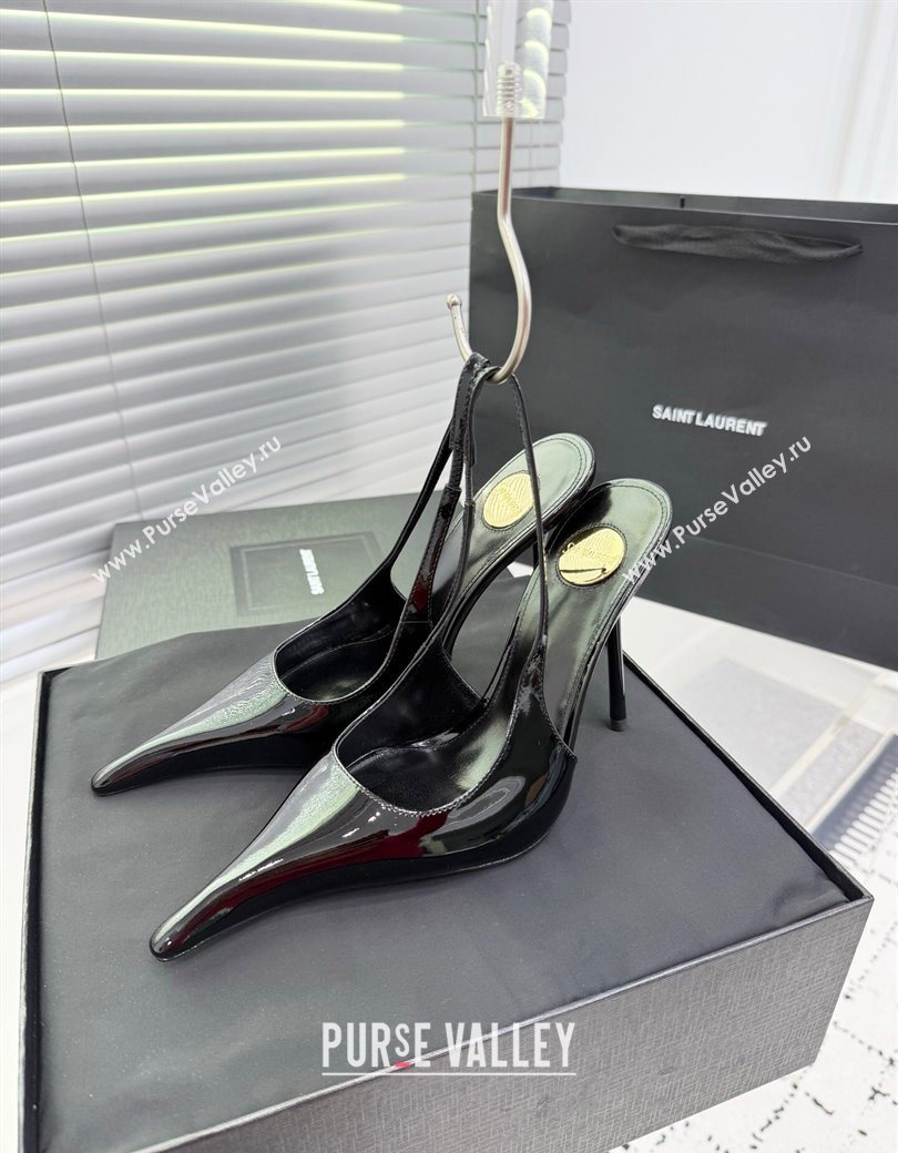 Saint Laurent AMALIA Heel Slingbacks Pump 11cm in Patent Leather Black2 2025 8500721 (KER-251212087)