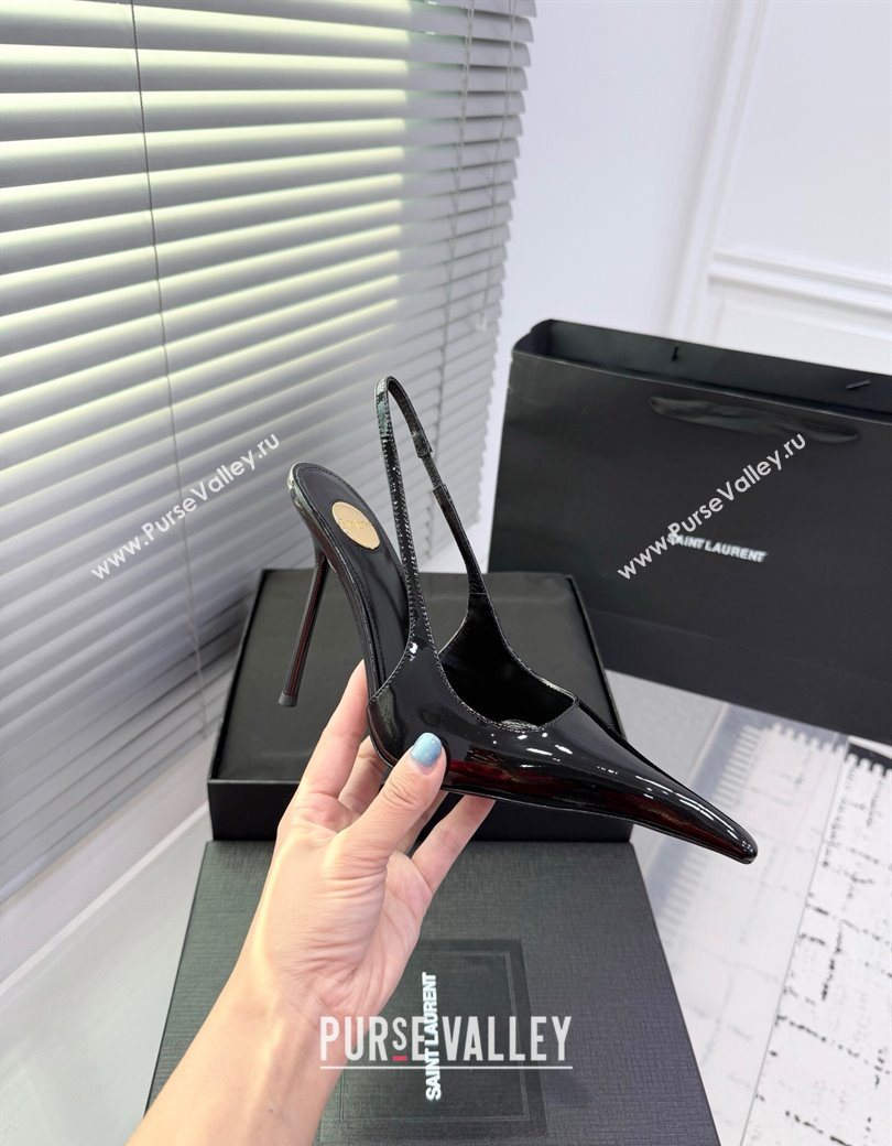 Saint Laurent AMALIA Heel Slingbacks Pump 11cm in Patent Leather Black2 2025 8500721 (KER-251212087)