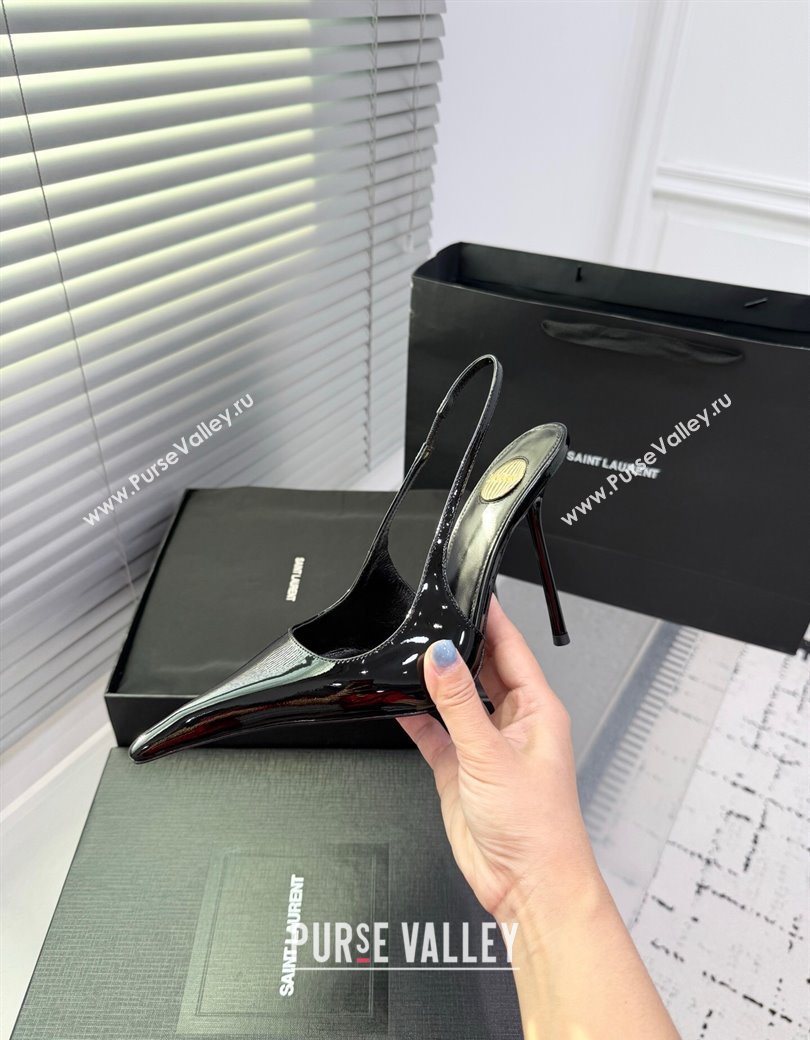 Saint Laurent AMALIA Heel Slingbacks Pump 11cm in Patent Leather Black2 2025 8500721 (KER-251212087)