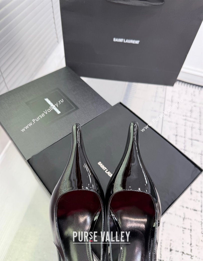 Saint Laurent AMALIA Heel Slingbacks Pump 11cm in Patent Leather Black2 2025 8500721 (KER-251212087)