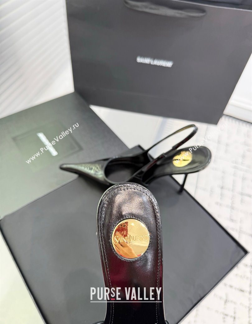 Saint Laurent AMALIA Heel Slingbacks Pump 11cm in Patent Leather Black2 2025 8500721 (KER-251212087)
