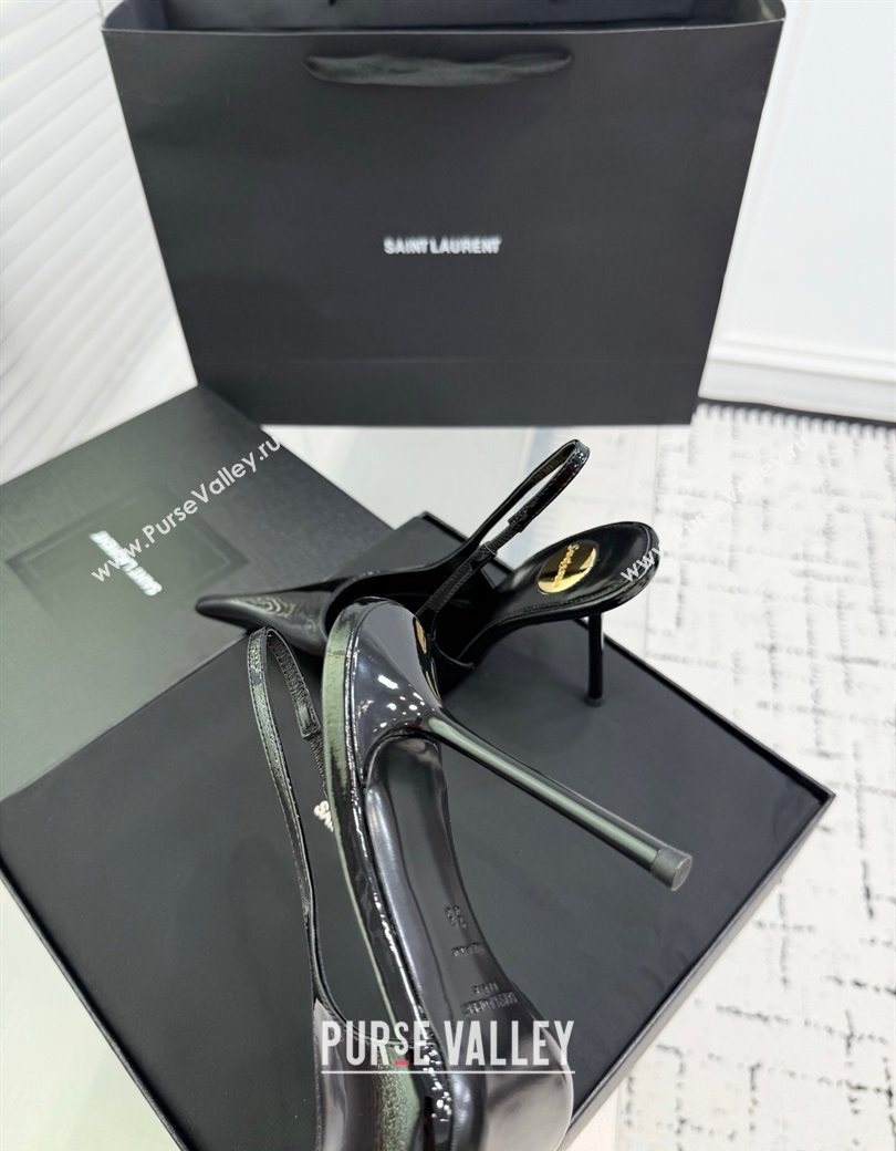 Saint Laurent AMALIA Heel Slingbacks Pump 11cm in Patent Leather Black2 2025 8500721 (KER-251212087)