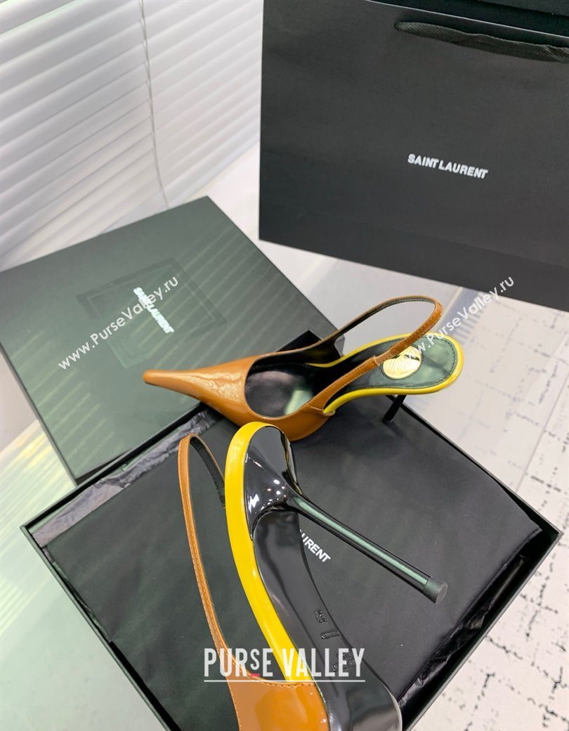 Saint Laurent AMALIA Heel Slingbacks Pump 11cm in Patent Leather Yellow 2025 8500721 (KER-251212090)