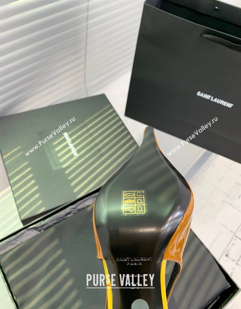 Saint Laurent AMALIA Heel Slingbacks Pump 11cm in Patent Leather Yellow 2025 8500721 (KER-251212090)