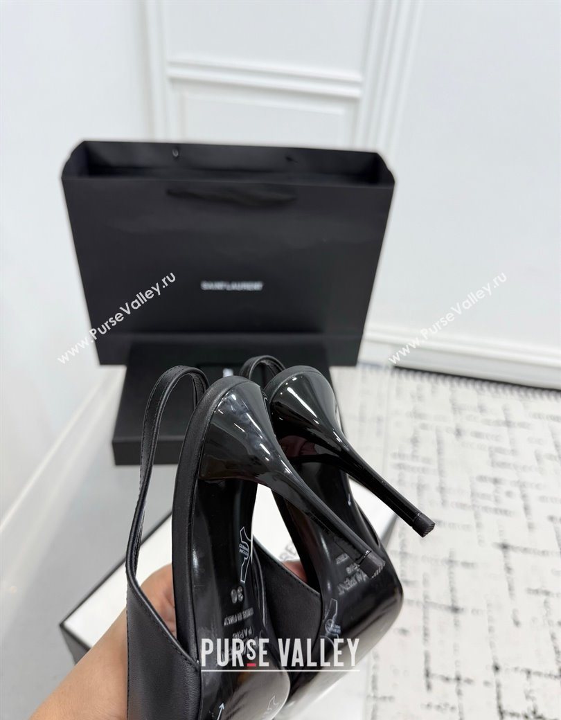 Saint Laurent Babylone Breteuil Slingbacks Pump 9cm in Calfskin Leather Black 2025 806685 (KER-251213001)