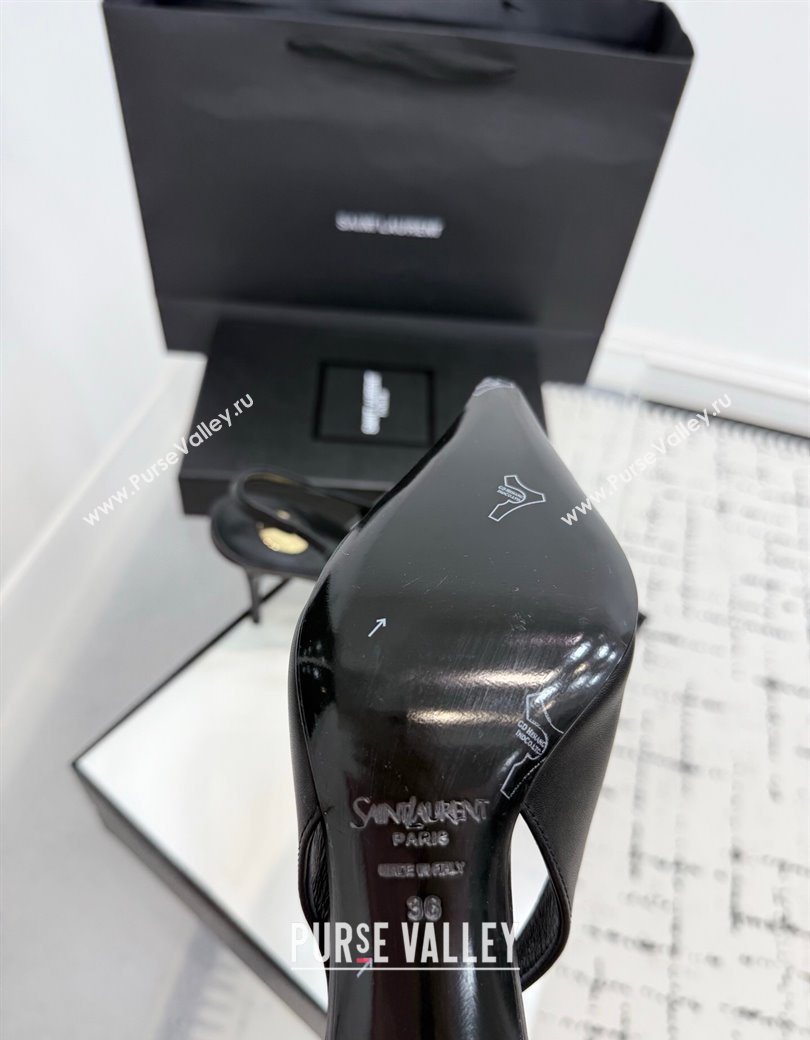 Saint Laurent Babylone Breteuil Slingbacks Pump 9cm in Calfskin Leather Black 2025 806685 (KER-251213001)