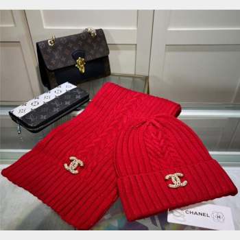 Chanel Knit Hat and Scarf Set Red 2023 1 CH101807 (A-231018095)