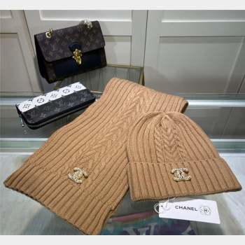 Chanel Knit Hat and Scarf Set Brown 2023 1 CH101807 (A-231018098)