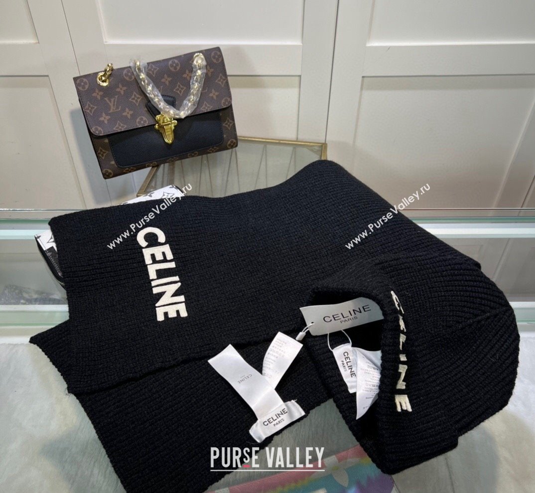 Celine Knit Hat and Scarf Set Black 2023 2 CE10183 (A-231018114)