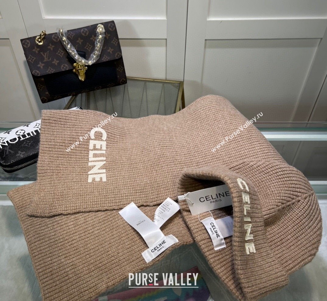 Celine Knit Hat and Scarf Set Beige 2023 2 CE10183 (A-231018116)