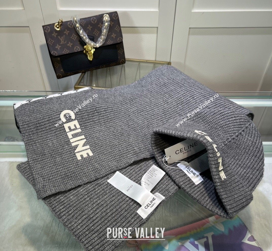 Celine Knit Hat and Scarf Set Grey 2023 2 CE10183 (A-231018115)