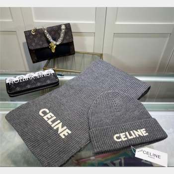 Celine Knit Hat and Scarf Set Grey 2023 2 CE10183 (A-231018115)