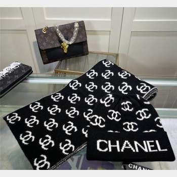 Chanel CC Knit Hat and Scarf Set Black White 2023 4 CH101807 (A-231018119)