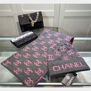 Chanel CC Knit Hat and Scarf Set Grey 2023 4 CH101807 (A-231018122)