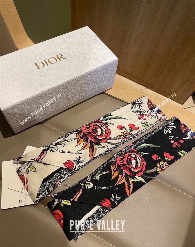 Dior Mizza Silk Bandeau Scarf Black 2024 0111 (A-240111026)
