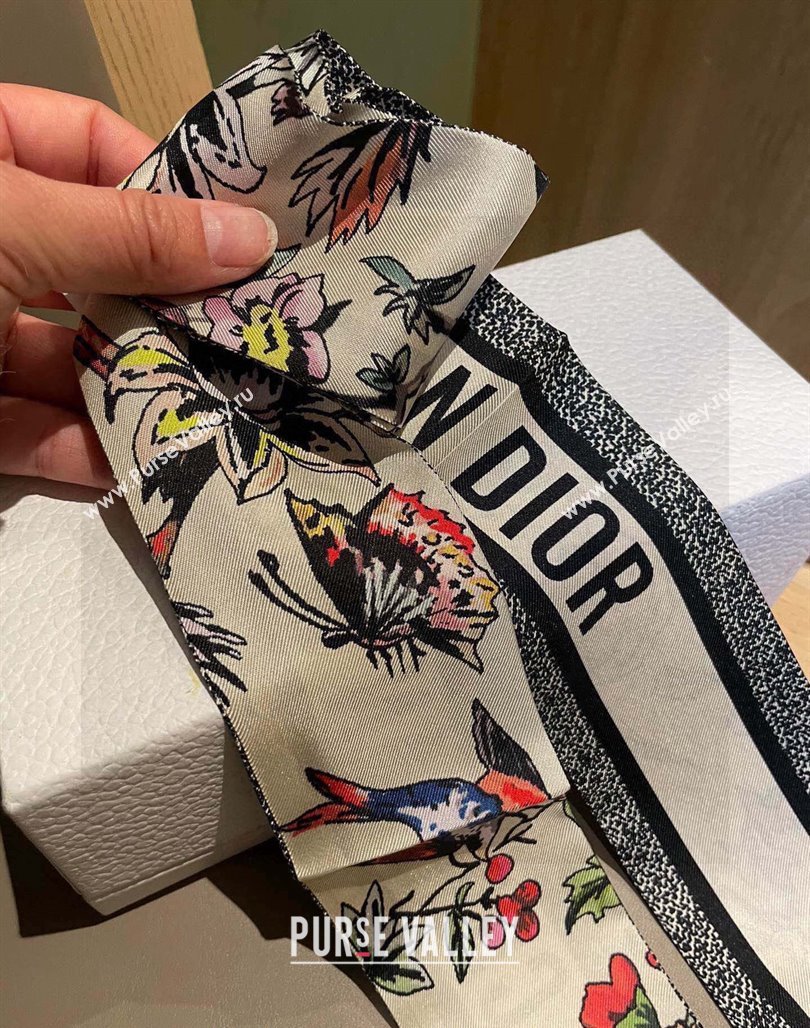 Dior Mizza Silk Bandeau Scarf White 2024 0111 (A-240111027)