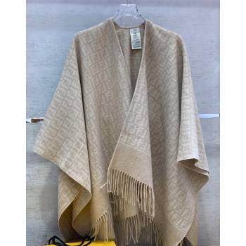 Fendi Wool Cashmere FF Cape Beige 2024 0111 (wns-240111030)