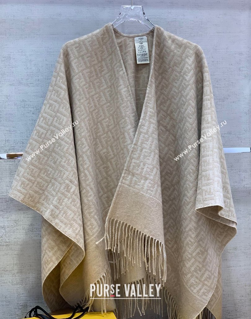 Fendi Wool Cashmere FF Cape Beige 2024 0111 (wns-240111030)