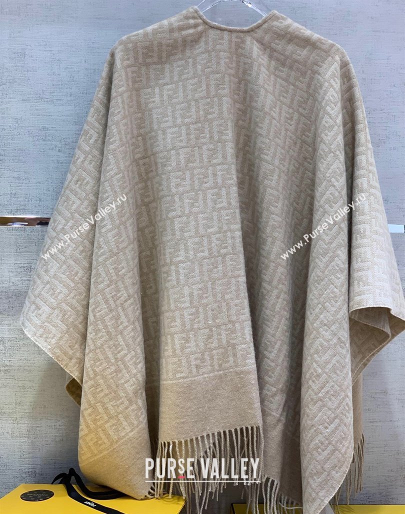 Fendi Wool Cashmere FF Cape Beige 2024 0111 (wns-240111030)