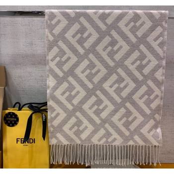 Fendi Cashmere Long Scarf with Fringe 45x170cm Grey 2024 0111 (wns-240111031)