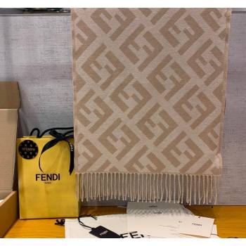 Fendi Cashmere Long Scarf with Fringe 45x170cm Beige/Camel 2024 0111 (wns-240111032)