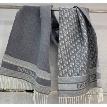 Dior Cashmere Long Scarf with Fringe 45x200cm Grey 2024 0111 (wns-240111036)